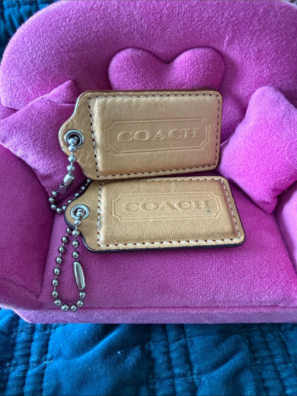 Coach Set of 2 Tan Large Leather Hang Tags in Very Good Condition
